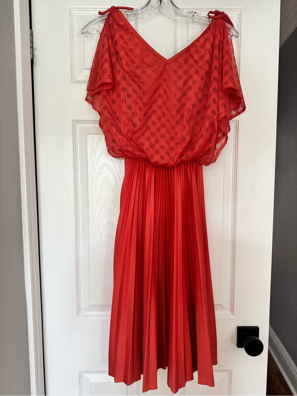 Vintage Pleated Coral Dress S-M